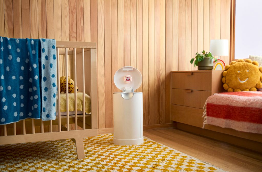 diaper pail next to crib