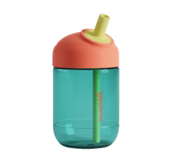 Teal and coral colored Perfect Angle straw cup